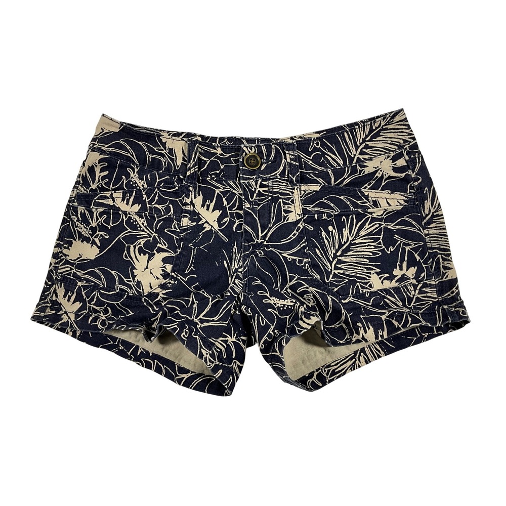 UNIONBAY Twill Tropical Baha Floral Low Rise Shortie Shorts Juniors Size 7